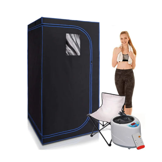 Steam Sauna With Include Fold Chair Full Body Heating 2000W 4.2L  Portable  Box Ease Insomnia Stainless Steel Pipe Support