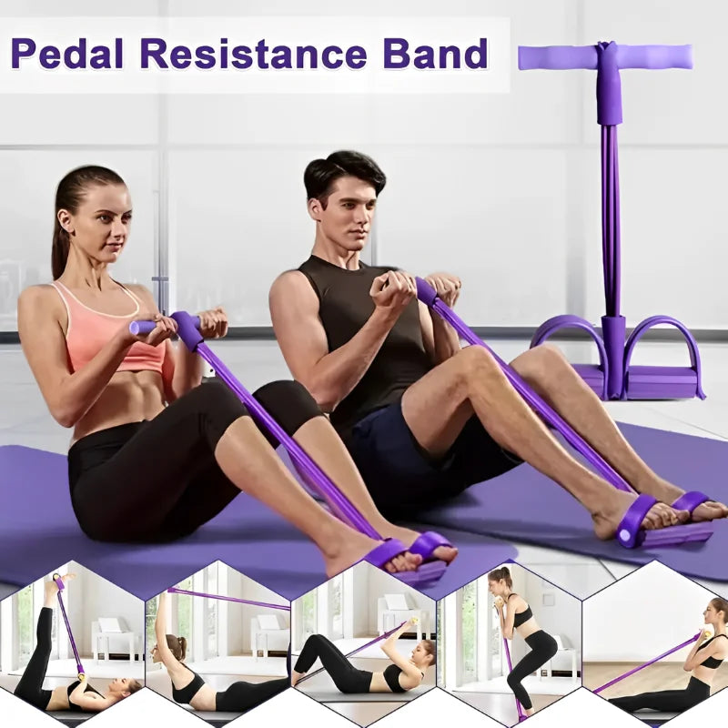 Four-Tube Pedal Tensioner Multi-Functional Household Fitness Equipment Elastic Band Tension Rope