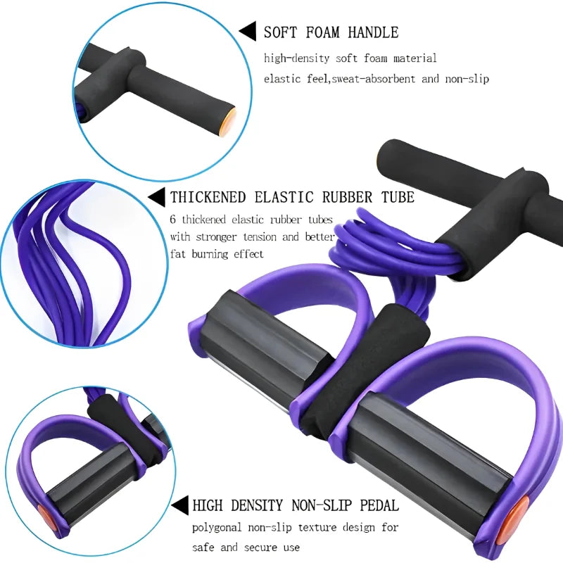 Four-Tube Pedal Tensioner Multi-Functional Household Fitness Equipment Elastic Band Tension Rope