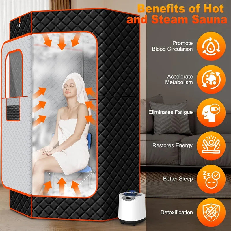 Portable XL Sauna Box For Home Steam Tent Full Body Personal Sauna Room With 3L 1200w Steamer Upgrade Materials Remote Control