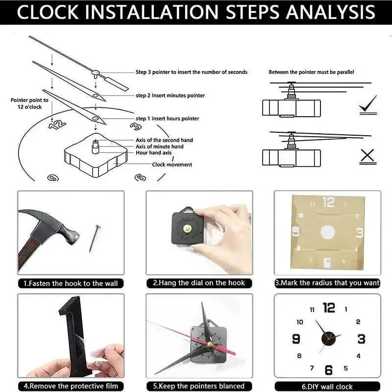 Creative Frameless DIY Wall Clock Wall Decoration Home Silent Clock Living Room